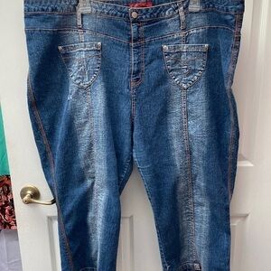 Womens Goddess casual stretch blue plus size denim capris size 30